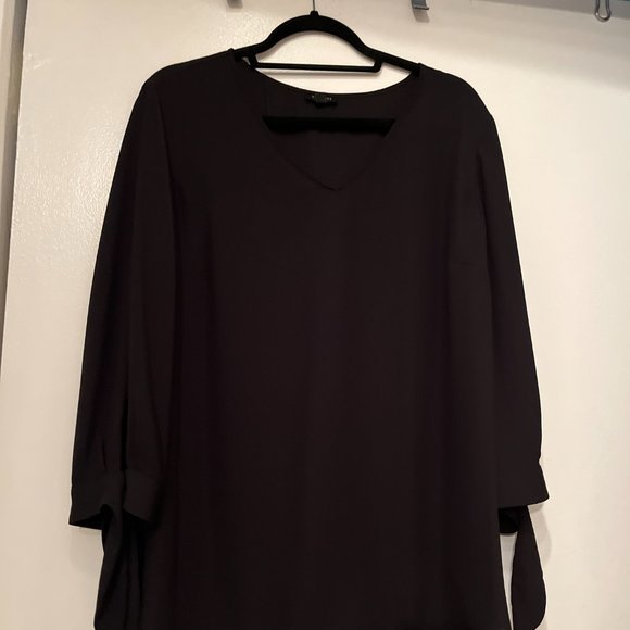Talbots Black Loose Fitting Blouse - Tie Sleeves - XL. (Like New) - Picture 13 of 16